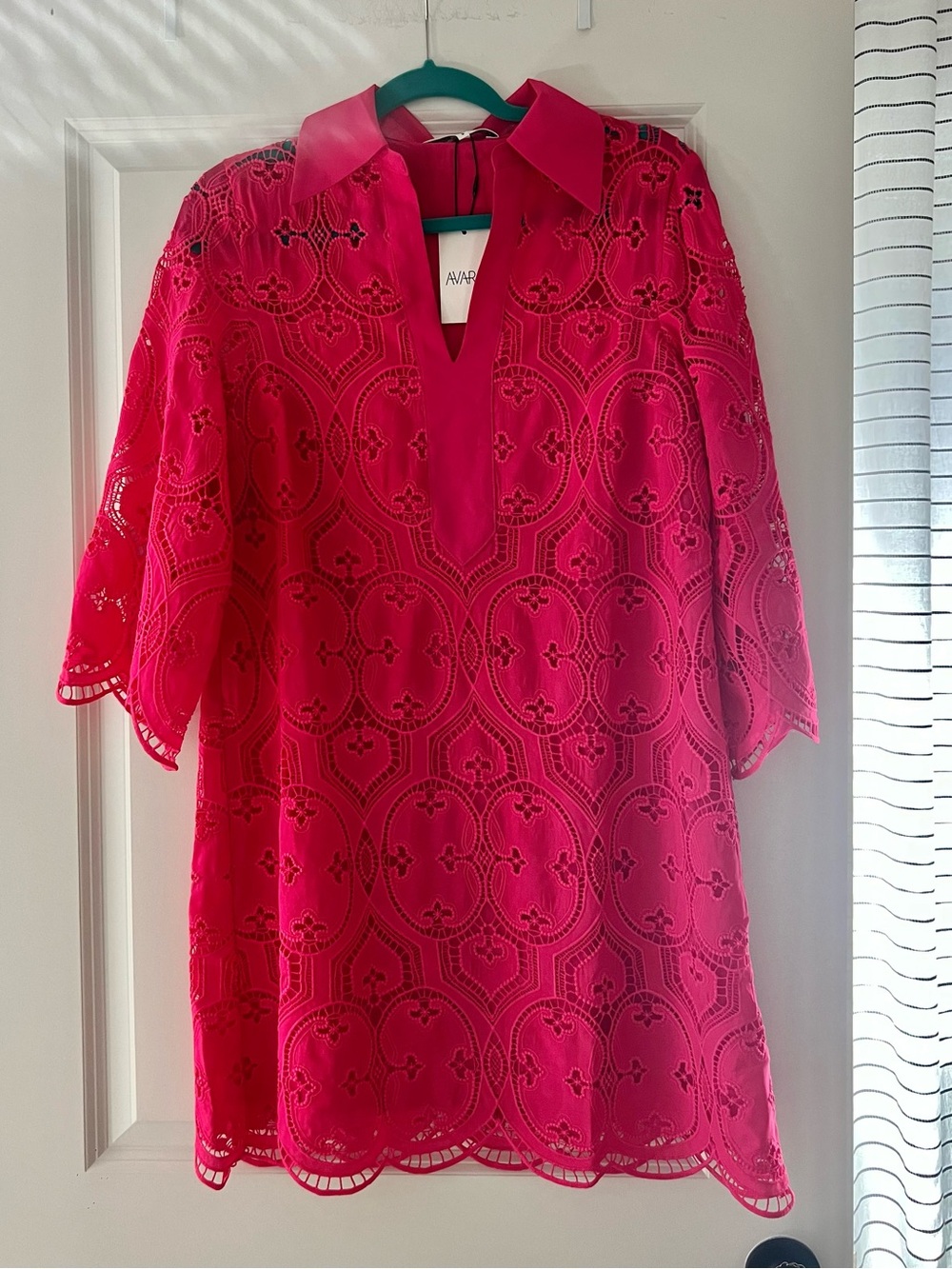 English Factory Hot Pink Eyelet Collared Dress